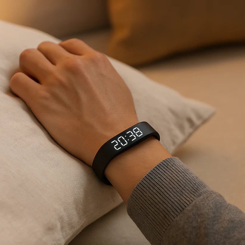 سوار ذكي بشاشة LED عصرية – منبه اهتزازي صامت ومراقبة لدرجة الحرارة